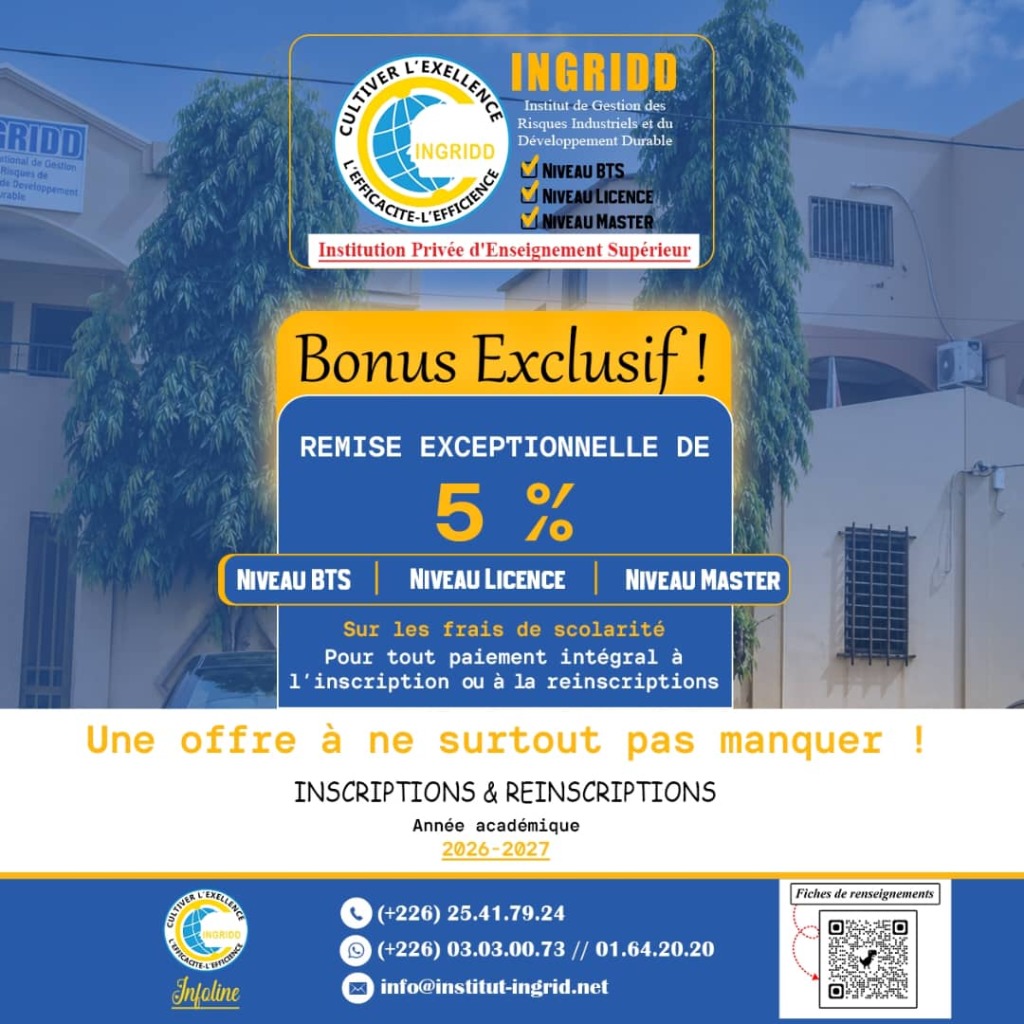 Bonus 5% Remise Scolarité INGRIDD